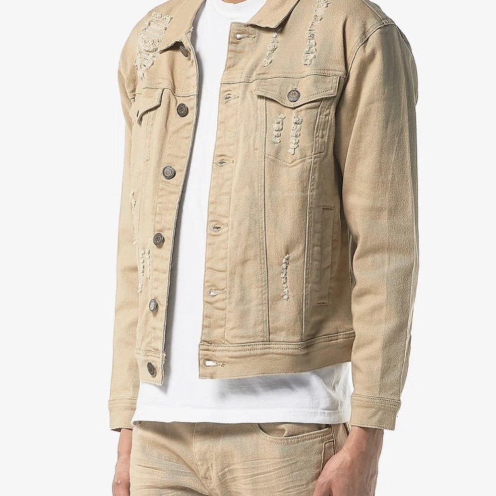 Copper-Rivets Khaki Denim Jacket